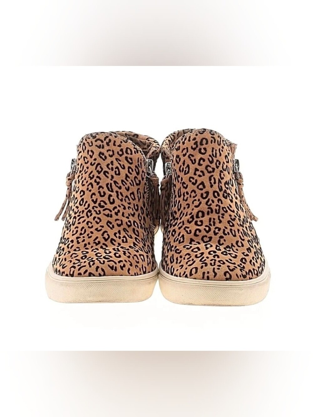 The GB Women's Ground-Break Double Zip Leopard Print Leather Sneakers Size 10